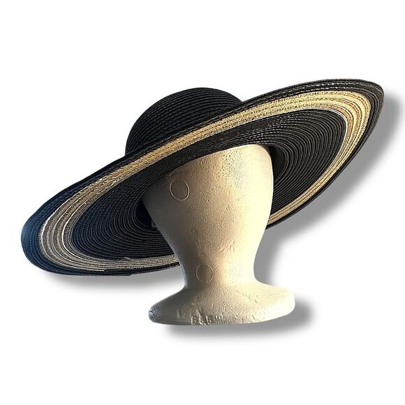 Black and Gold Metallic Elegant Wide-Brimmed Hat SUN N SAND SUNHAT main image 8